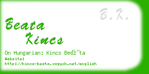 beata kincs business card